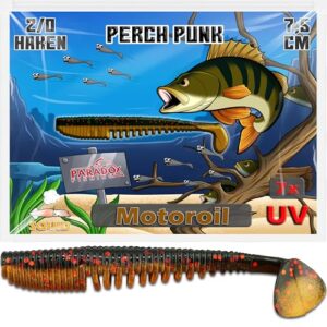 Paradox Fishing Perch Punk Barsch-Gummifische Motoroil 7,5 cm I 7 Stück für Barschangeln und Raubfischangeln