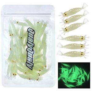 QualyQualy Angelköder Kunstköder Gummiköder Forelle Leuchtend leuchtende Shrimps für Angeln im Süßwasser und Salzwasser, 54 Stück