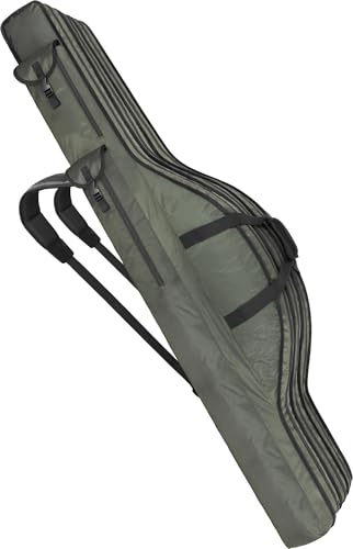 Wasserdichte Angelruten-Tasche mit 3 oder 4 Rutenfächern und zusätzlichen Außenfächern für Zubehör und Kescher - ideal für Angler mit verschiedenen Lenken