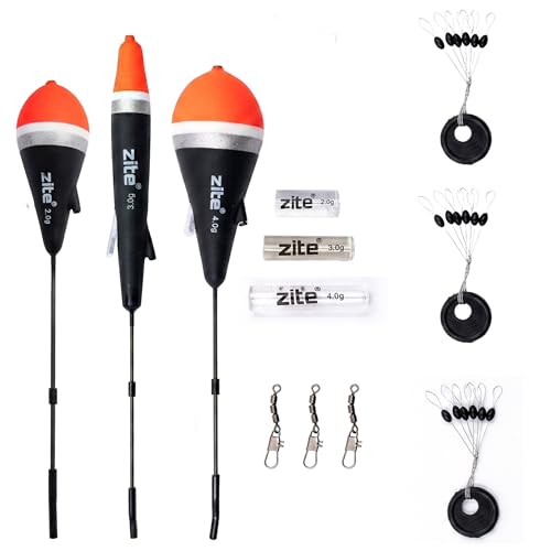 Schlepp-Pose-Set mit 2g, 3g und 4g für flexible Forellensee-Angeln, Durchlaufpose mit aerodynamischer Formgebung und hohen Sichtbarkeit.