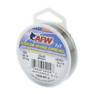 American Fishing Wire Surflon Micro Supreme, nylonbeschichteter Edelstahlvorfachdraht, 29,5 kg getestet, 0,76 cm Durchmesser, hell, 5 m