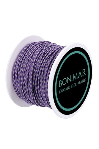 BON.MAR Leine aus Dyneema beschichtet, Sk 75, Spule 50 m, violette Einsätze grau, Ø 1,5 mm für Angeln