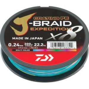 Daiwa J Braid Expedition X8E 0,16mm 300m Multifarbige Angelschnur aus Japan
