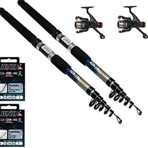 Forellenset Angelset mit 2 Ruten, 2 Rollen, 20 Haken und Fischnahrung für Angler - perfekt für jeden Angler