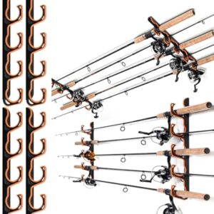 Robuster Angelrutenhalter für Garage, Decke oder Wandmontage - Aufbewahrungslösung für Angelgeräte und Rutenhalter für Zuhause & Unterwegs (Orange, 2 Pack)