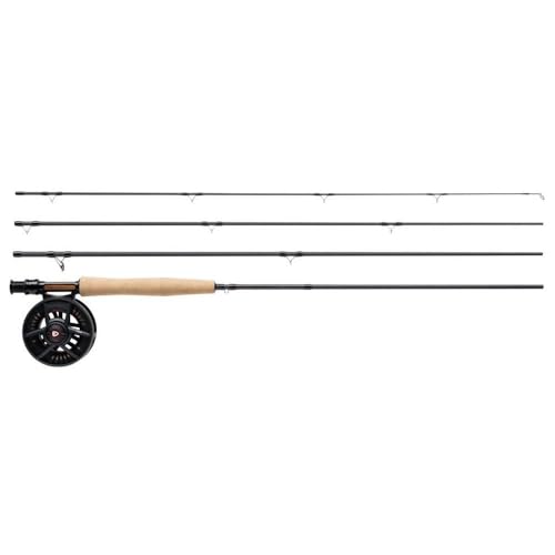 Greys Fin Fliegenruten- & Rollen-Set, 4-teilige Fast Action Rute mit Fin Scheibenzug Rolle, Hochleistungs-Süßwasser-Komplettset mit Ruten- & Rollen-Tasche, 8ft, 5/6"