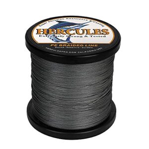 Geflochtene Fischlinie von HERCULES, 12 Stränge, 100-2000m, 10lb - 420lb Test-PE-Schnüre für Salzwasser und Süßwasser, grau