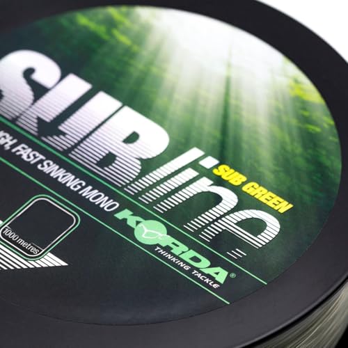 Korda Subline Monofile Angelschnur, schnell sinkend & geschmeidig, für exzellente Köderpräsentation beim Karpfenangeln, Grün 12lb / 0.35mm 1000m