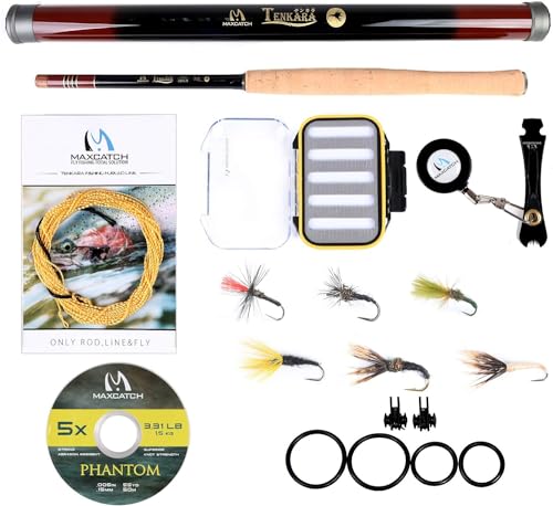 Tenkara-Rute-Combo von Maximumcatch, umfangreiche Ausrüstung für das Tenkara-Fischen mit 5 verschiedenen Rutenlängen und Zubehör