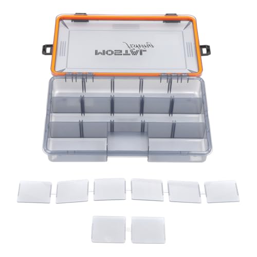 Mostal Tackle Box Angelkiste mit robustem Stauraum und flexibler Fachaufteilung - perfekt für die Organisation von Angelzubehör und Kleinteilen.