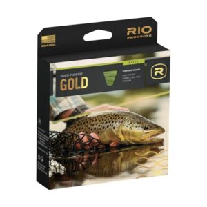 RIO PRODUCTS Elite Gold-Fliegenschnur, eine hochwertige Fliegenschnur für Angler mit ultraweicher Leistung und SlickCast-Technologie.