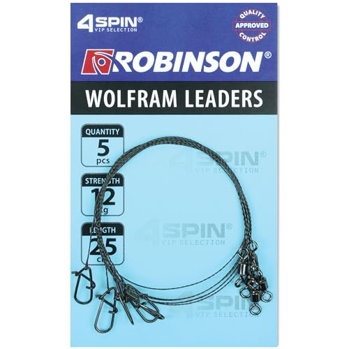 Robinson Vorfach Angeln 5er Set mit Wolframvorfächern für Spinnfischen und Ansitzangeln