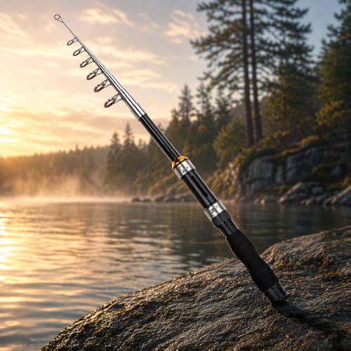 Tragbare Angelrute aus Kohlefaser, leichte Reiserute für Outdoor-Angeln (100 cm)