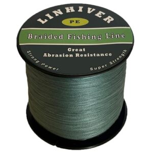 LinHiver geflochtene Angelschnur, 300m lang, 100lb stark, dunkelgrün, 4-fach geflochten, für Angeln geeignet