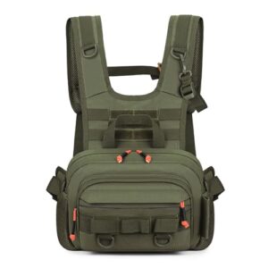 Wasserdichte Angel-Brusttasche mit reflektierendem Design, ideal fuer Ausfluege im Freien, Jagen, Wandern und Outdoor-Aktivitaeten.