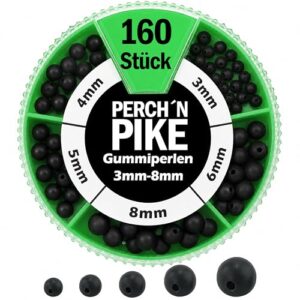 Gummiperlen Set für Angeln, 160 Stück, 3mm bis 8mm, perfekt für Karpfen- und Forellen-Montagen sowie Feederangeln