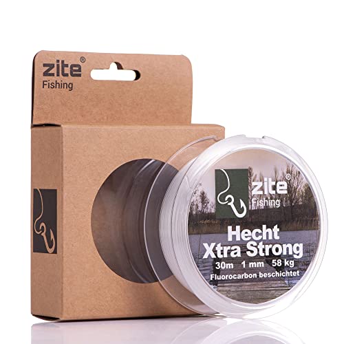 Spinnfischen mit Zite Fishing Fluorocarbon Vorfach-Schnur, monofile Angelschnur zum Angeln von Hecht und anderen Fischarten