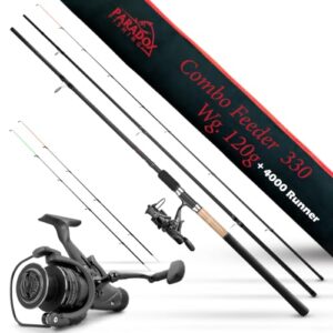 Angelrute Paradox Fishing Feederrute 3,3m Wg. 120g mit 4000 Runner Rolle für Method Feeder Stil Angeln